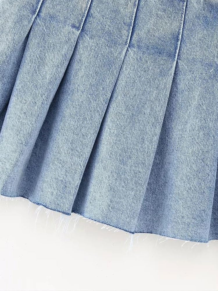 [ JEANS] Mini Pleats Skirt ★人気★ Amazon.com: MakeMeChic Women's Pleated Denim Skirt Low Waist